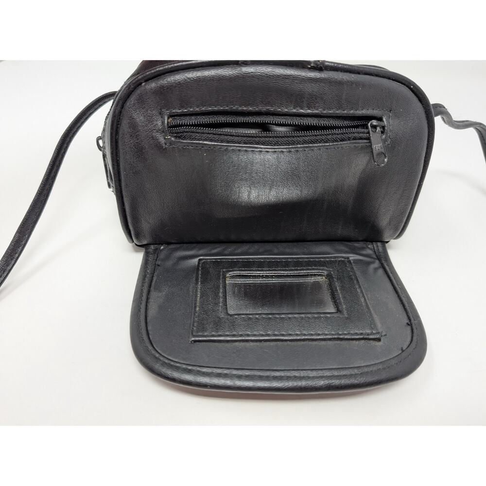 Vintage 90s Mini Purse Black Crossbody Floral Tooled Faux Leather - Picture 8 of 10